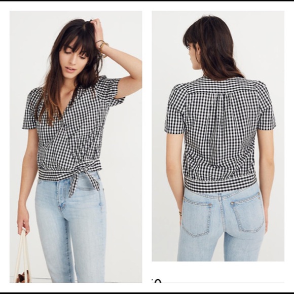 Madewell Tops - NWT Madewell Gingham Check Wrap Top
